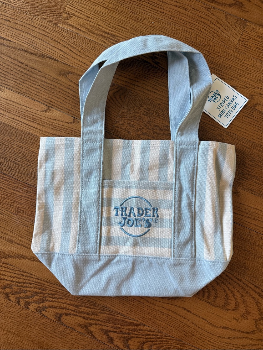 NWT Trader Joe’s Mini Canvas Tote Bags - Pastel Blue Stripe Summer 2026